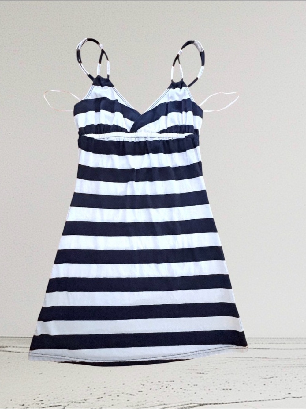 AERO navy & white striped retro coastal convertible, mini dress/Cami XS